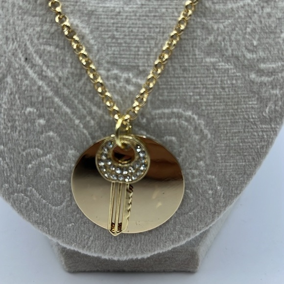 Key-Heart- Necklaces Layered Necklace Gold Tone with Rhinestones 🔑 ❤️ Necklace - Picture 12 of 14